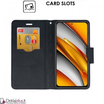 Telone fancy dėklas su skyreliais - juodas (telefonui Xiaomi Poco F3/Mi 11i)
